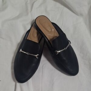 Rachel Zoe Wome's Black Loafers with Silver Detail Size 6.5